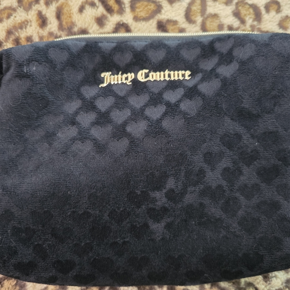 Juicy Couture Black Heart Plush Cosmetic Pouch